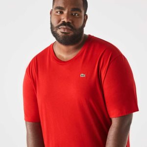 Red Lacoste Tall Fit Pima Cotton Jersey T-Shirt | NBVOHQ-872