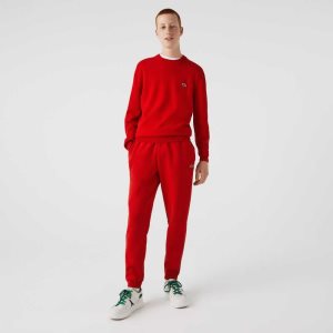 Red Lacoste Tapered Fit Fleece Trackpants | NYSJKR-125