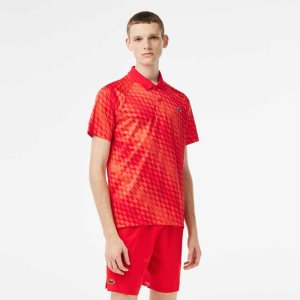 Red / Orange Lacoste Tennis x Novak Djokovic Fan Version Polo | XDGNFQ-608