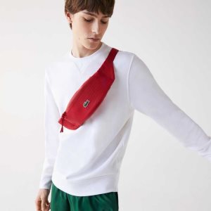 Tango Red Lacoste LCST Coated Canvas Zippered Fanny Pack | KUSCZT-751