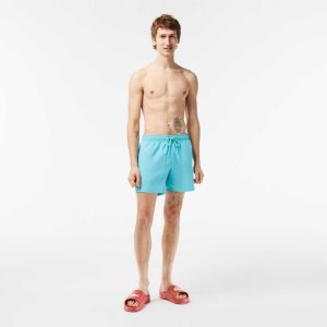 Turquoise / Green Lacoste Light Quick-Dry Swim Shorts | NLFPRK-504