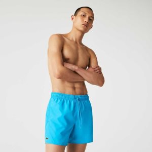 Turquoise / Navy Blue Lacoste Light Quick-Dry Swim Shorts | SMBKYF-251