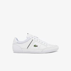 White/Black Lacoste Chaymon Leather Sneakers | TLZBDY-341