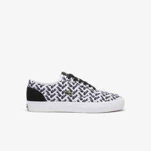 White/Black Lacoste Jump Serve Lace Tonal Sneakers | DPXWZJ-570