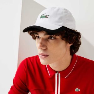 White / Black Lacoste SPORT Contrast Border Lightweight Cap | UMSTQX-073