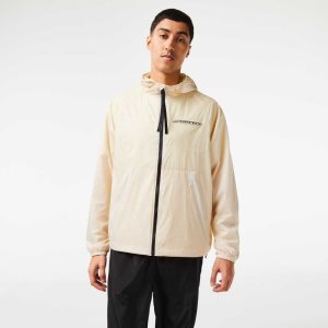 White / Black Lacoste Short Zipped Hooded Jacket | SBYCPG-319