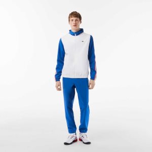 White / Blue / White Lacoste Tennis Regular Fit Jogger Set | BSRDXN-537