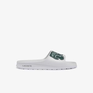 White/Dark Green Lacoste Croco 2.0 Slides | UNACRI-742