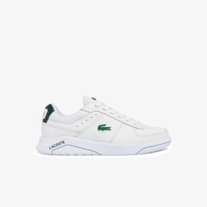 White/Dark Green Lacoste Game Advance Leather Sneakers | IVOBCX-742