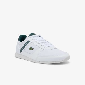 White/Dark Green Lacoste Menerva Sport Leather Sneakers | QAGHWX-943