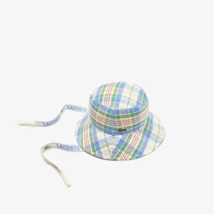 White / Green / Blue / Orange / White Lacoste Checked Bucket Hat | GSHDQU-801