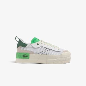 White/Green Lacoste L004 Platform Heel Pop Sneakers | SCPMAR-173