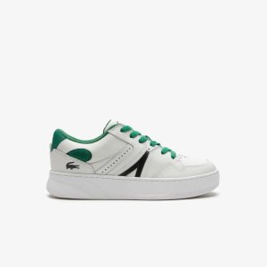 White/Green Lacoste L005 Leather Color-Pop Sneakers | SRTKGA-917