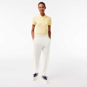 White Lacoste Blended Cotton Joggers | LAJMNE-718