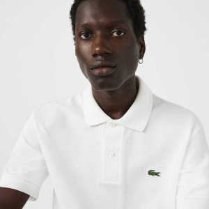 White Lacoste Classic Fit Heavy Cotton Pique L.12.21 Polo | PTJOEA-529