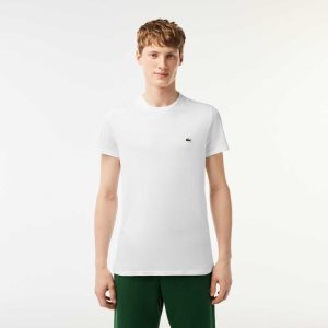 White Lacoste Crew Neck Pima Cotton Jersey T-Shirt | TDEMGR-613