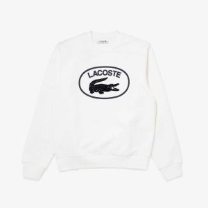 White Lacoste Crocodile Logo Sweatshirt | PGCBOM-576