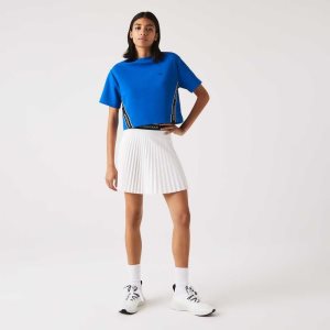 White Lacoste Elasticized Waist Pleated Skirt | EAHWLM-137