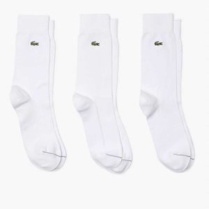 White Lacoste High-Cut Cotton Pique Socks 3-Pack | TOBFXP-241