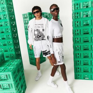 White Lacoste LIVE x Minecraft Nylon Bermuda Shorts | NUGDSK-097