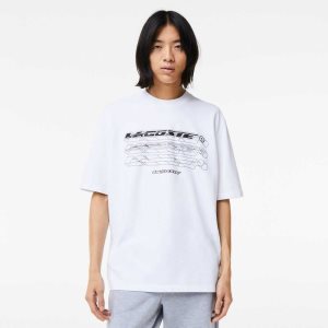 White Lacoste Loose Fit Organic Cotton Pique T-Shirt | IVODZJ-908