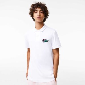 White Lacoste Organic Cotton Pique Polo | UWLDQB-921