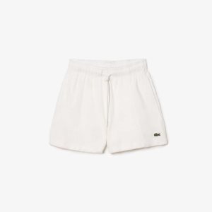 White Lacoste Organic Cotton Terry Cloth Shorts | RAXZPI-764