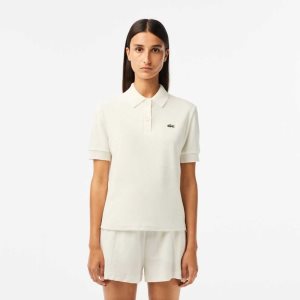 White Lacoste Organic Cotton Terry Cloth Polo | ZSBDEW-291