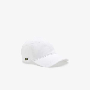 White Lacoste Organic Cotton Twill Cap | BFMTHX-410