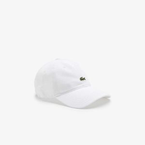 White Lacoste Organic Cotton Twill Cap | MXIJUA-647