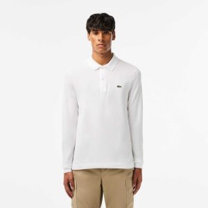 White Lacoste Original L.12.12 Slim Fit Long Sleeve Polo | CPEZDR-821