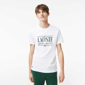 White Lacoste Regular Fit Jersey T-Shirt | PGVTWL-859