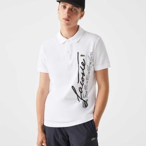 White Lacoste Regular Fit Signature Cotton Pique Polo | KACURI-876