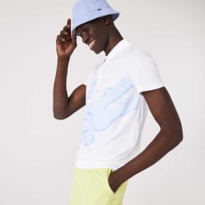 White Lacoste Regular Fit Stretch Organic Cotton Polo | FTOGXP-921