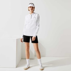 White Lacoste SPORT Breathable V-Neck Cotton Golf Sweater | QMEHTS-642