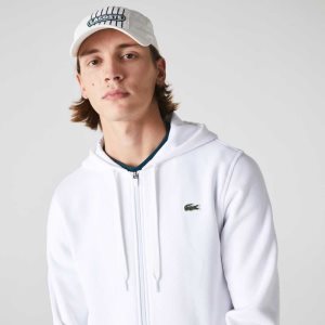 White Lacoste SPORT Lightweight Bi-material Hoodie | YVSKBN-175