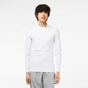 White Lacoste SPORT Long Sleeve Tight Fit T-Shirt | MRIZUQ-756