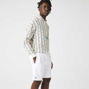 White Lacoste SPORT Tennis Fleece Shorts | EBGPOX-267