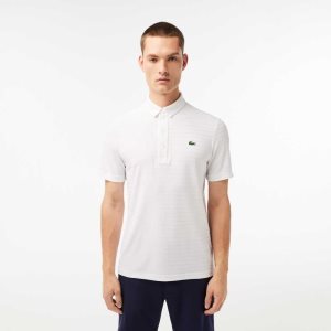 White Lacoste SPORT Textured Breathable Golf Polo | FSMLZD-907