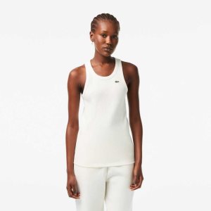 White Lacoste Slim Fit Organic Cotton Tank Top | IZBWNO-012