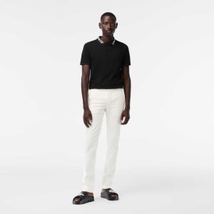 White Lacoste Slim Fit Stretch Cotton Pants | MFJLVG-875