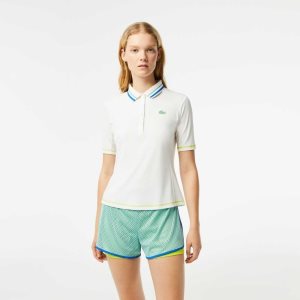 White Lacoste Tennis Ultra-Dry Pique Polo | MHIEFL-274