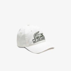 White Lacoste Vintage Croc Print Cap | FTPXQJ-431