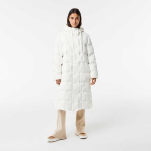 White Lacoste Water-Repellent Long Jacket | XAEORF-130