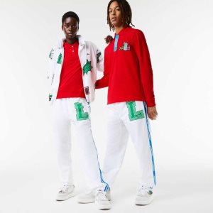 White Lacoste Water-Repellent Trackpants | GBMNVZ-653