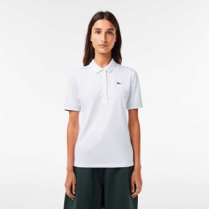 White / Navy Blue Lacoste SPORT Breathable Stretch Golf Polo | SJGBTP-952