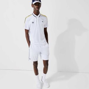 White / Navy Blue Lacoste SPORT French Open Edition Lightweight Stretch Shorts | PUQTCK-470