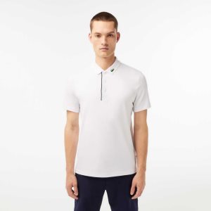 White / Navy Blue Lacoste SPORT Jersey Golf Polo Shirt | TJHGVF-670