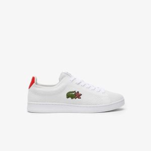 White / Red Lacoste x Netflix Stranger Things Carnaby Piquee Sneakers | KGZSRA-716