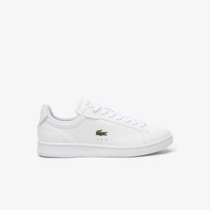 White/White Lacoste Carnaby Pro BL Tonal Leather Sneakers | JAPMVT-698